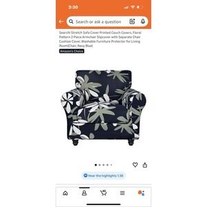 Searchl Sofa Chair Slip Cover Navy Floral New Unused